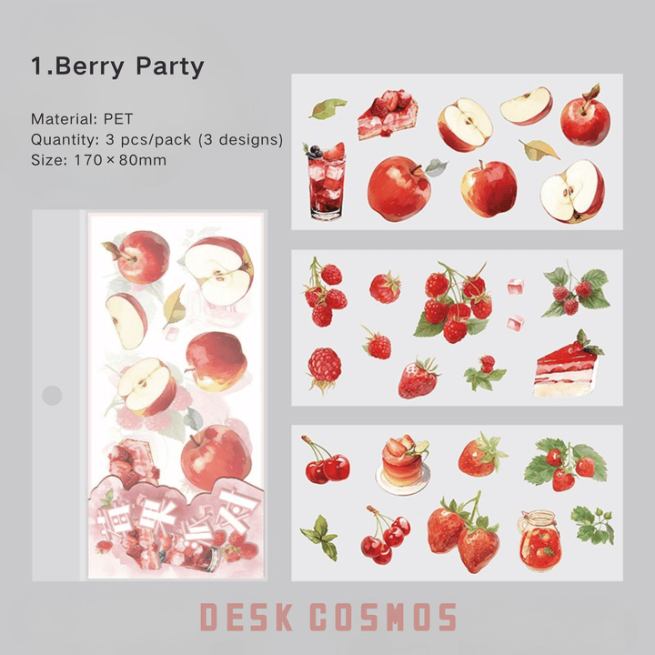 Time Notes Berry Party PET Stickers Retro Dessert Theme