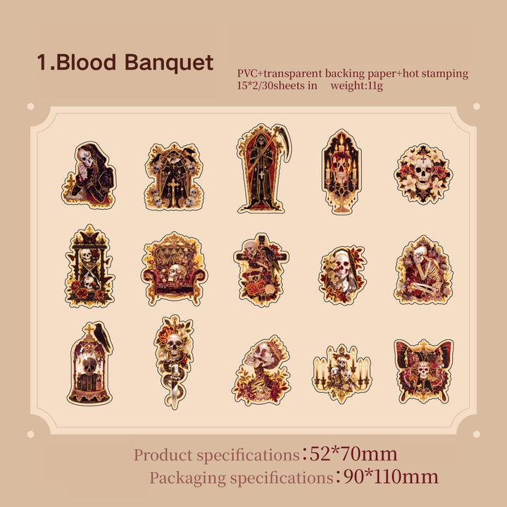 Undead Overture Series Blood Banquet Horror Skull PET Stickers