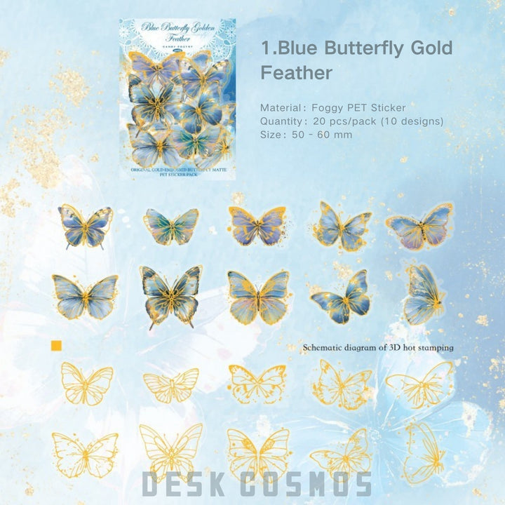Flower Butterfly Series Elegant 3D Stickers for Junk Journal