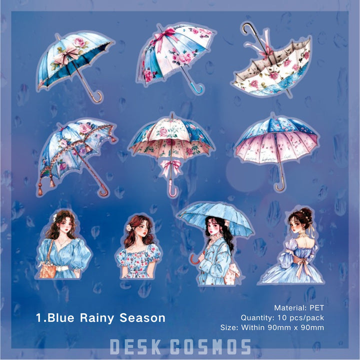 Qisi Rainy Season Stickers Fashion Characters Junk Journal Friendly
