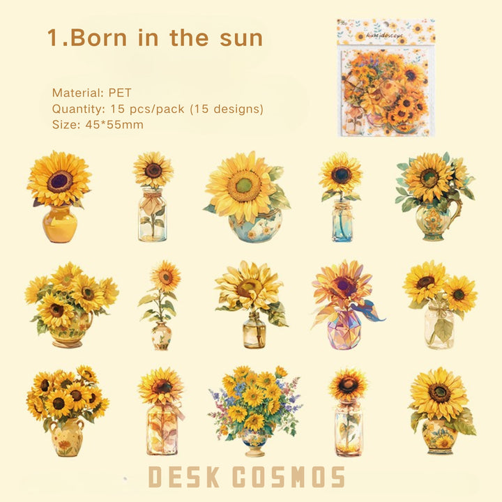 Kaleidoscope Series Born in the sun Bright Floral PET Stickers