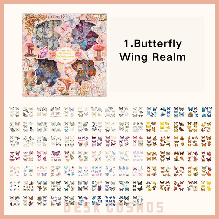 Box stickers Butterfly Realm Retro PET Stickers Hollow Gold Foil