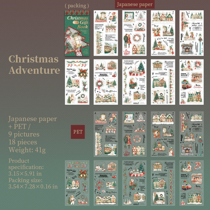 Christmas Gift Book PET Washi Stickers for Art Journals
