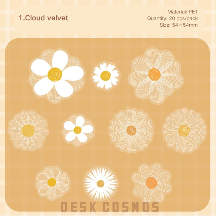 Romantic Daisy Flower PET Stickers - Desk Cosmos
