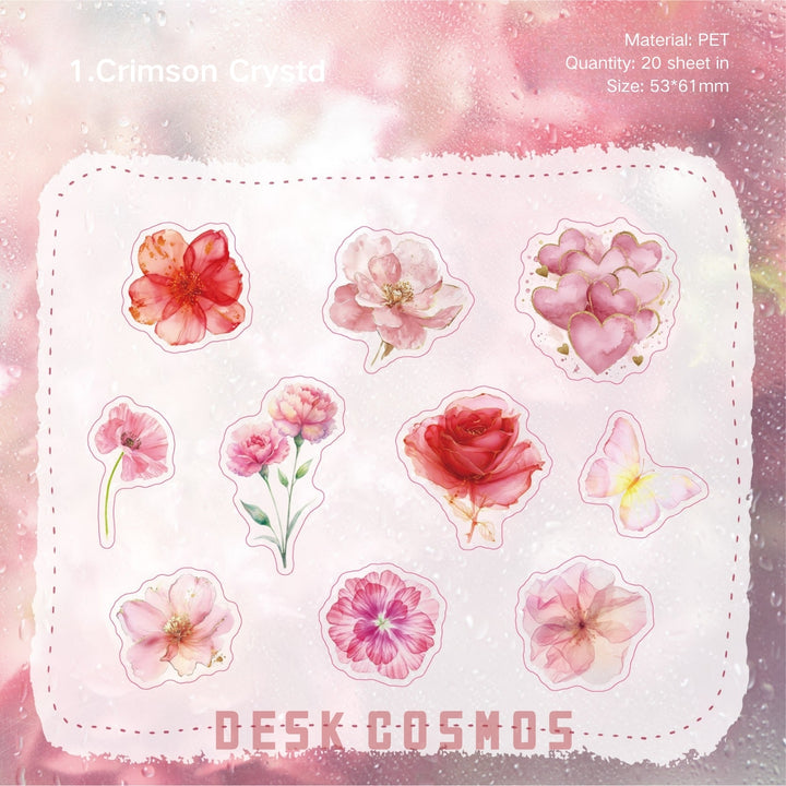 Romantic PET Stickers Glass Petal Floral Botanical Design