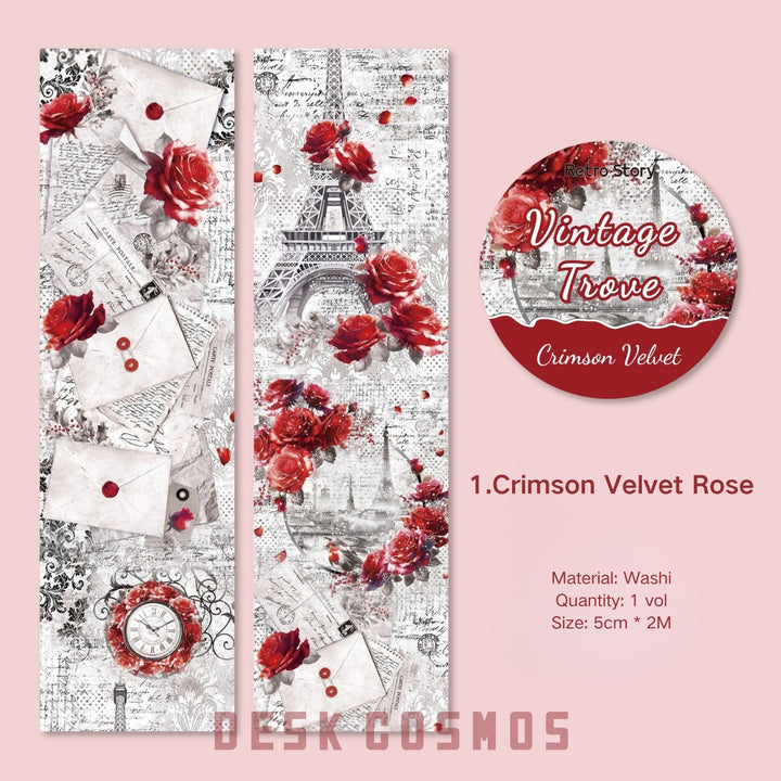 Vintage Vault Series Retro Floral DIY Sticker Tape