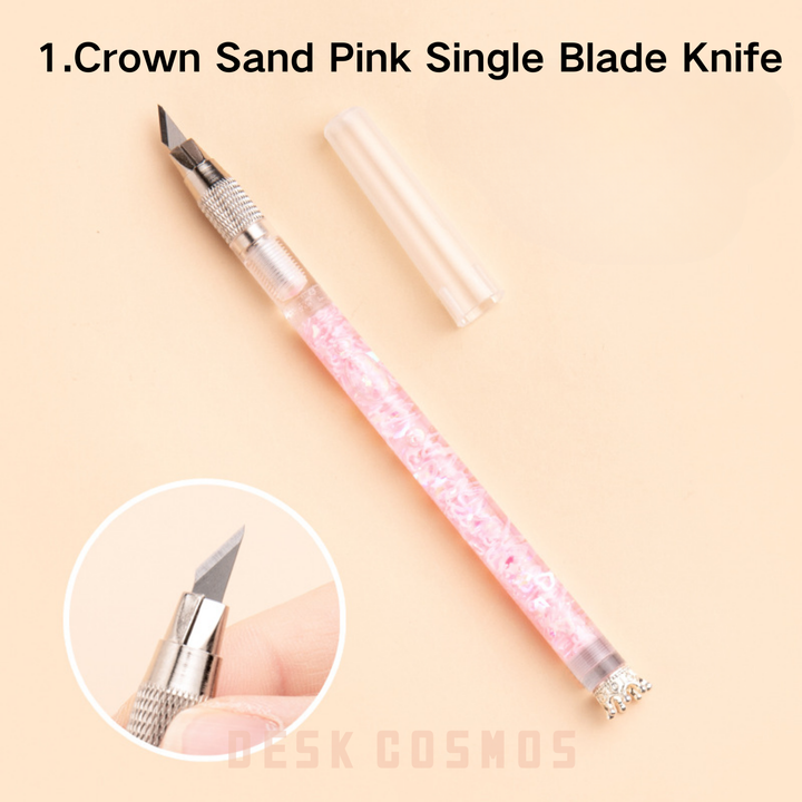 Crown Series Sand Pink Knife Cute Crystal Handle