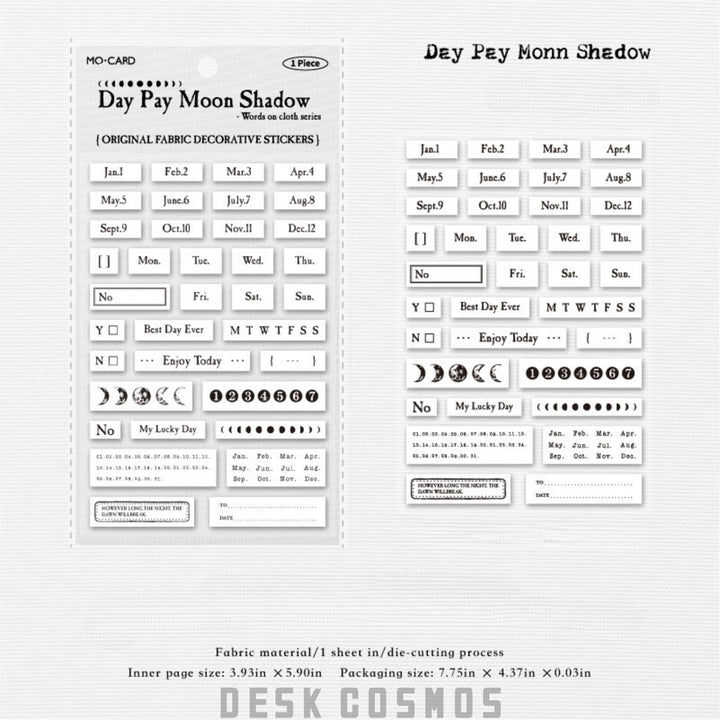 Words on Cloth Flat Sheet Stickers for Daily Journal Use
