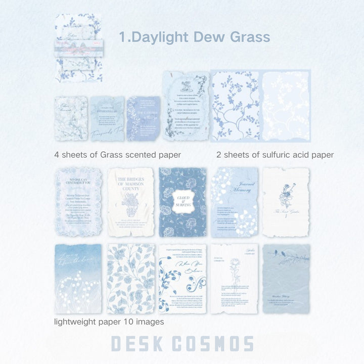 Flower Branch Language White Day Dew Grass Embossed Craft Paper Floral Texture