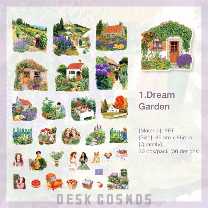 Always Romantic Dream Garden PET Stickers Scenery Theme