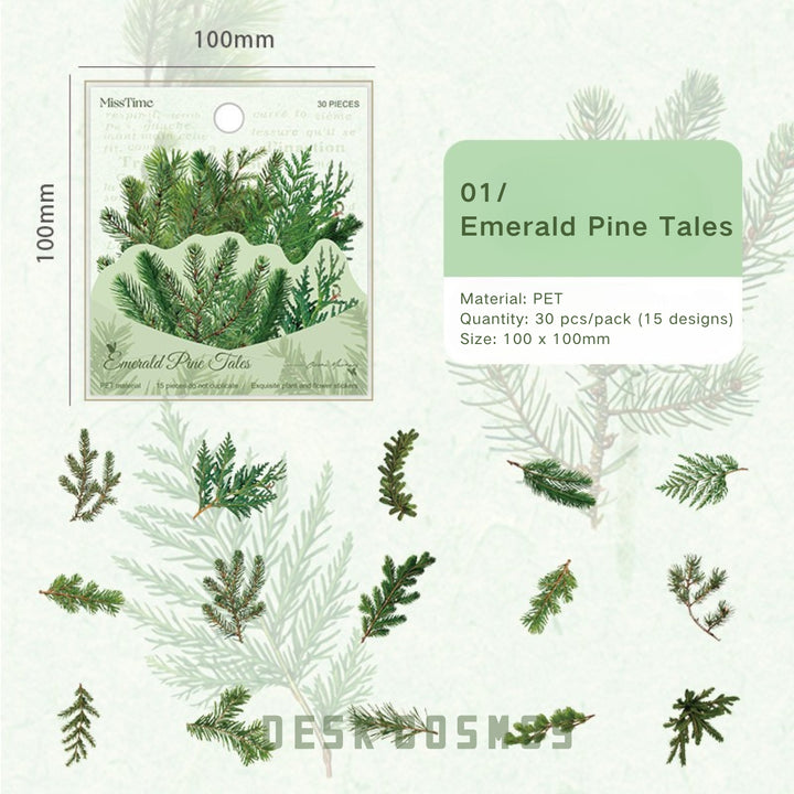 Plant PET Stickers Poetry Leaf Series floral design aesthetic