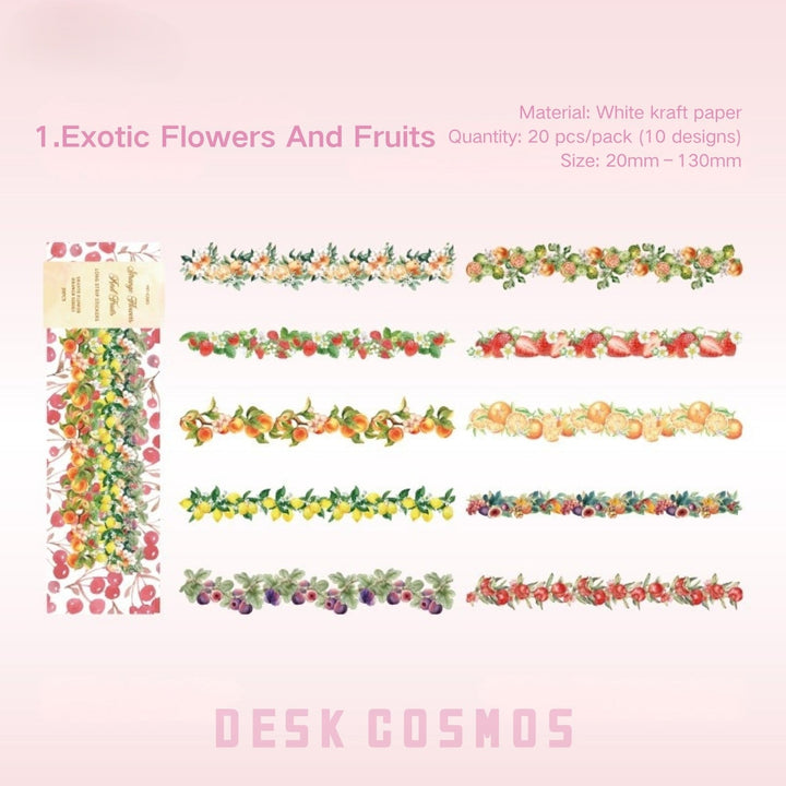 Mountain Wild Flower Branches Series Exotic Flowers And Fruits Retro Stickers