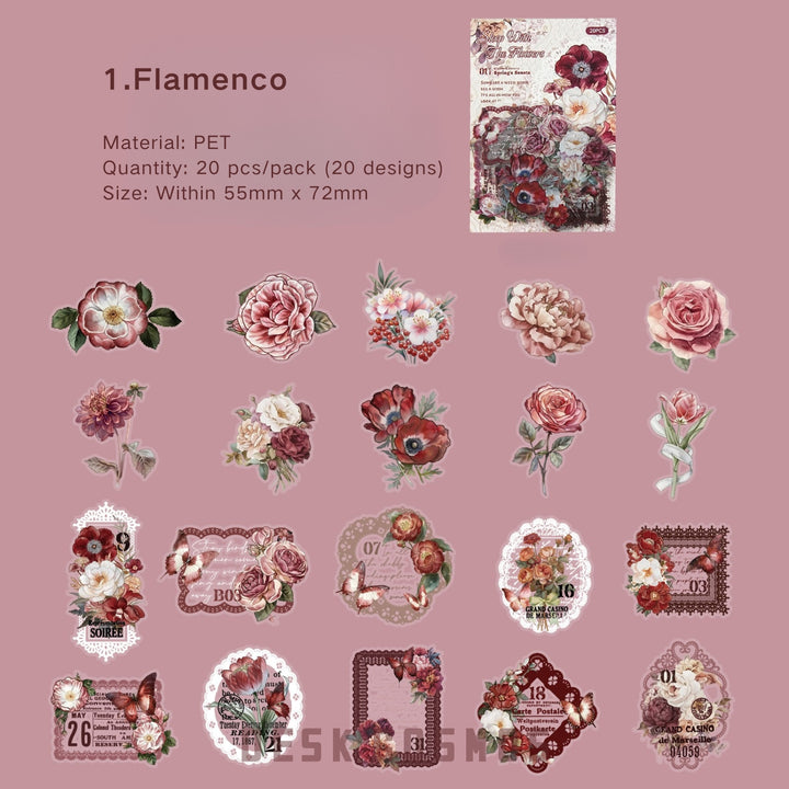 Sleep With Flowers Series floral journaling stickers for collage