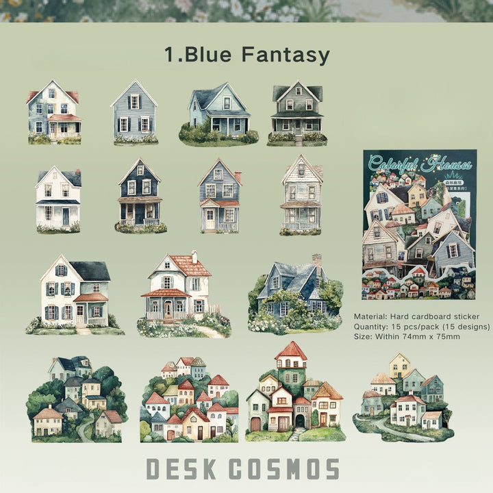 Colorful House Series Craft Sticker Set for Personalized Gifts