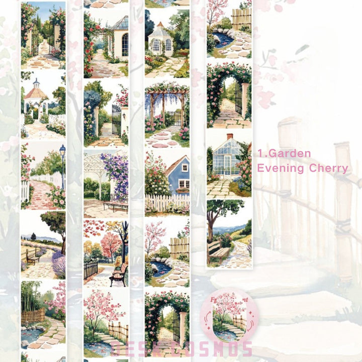 Moment Of Freedom Garden Evening Cherry Floral Scene Decorative Tape