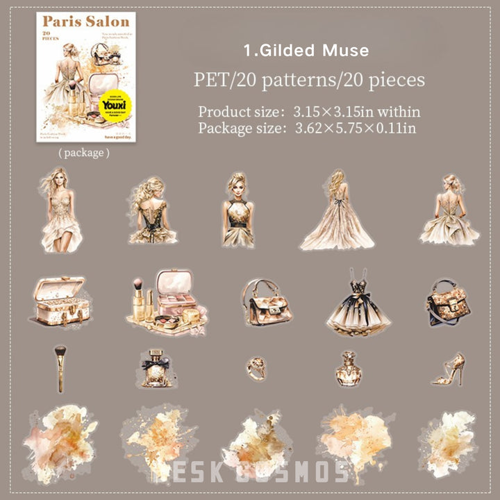 Paris Salon Golden Muse Fashion Character Stickers