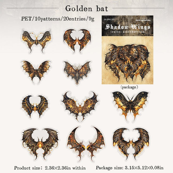 Shadow Wings Gothic Animal Stickers Journaling Decor