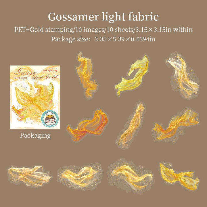 Gauze And Gold PET Stickers Romantic Watercolor For DIY Journaling