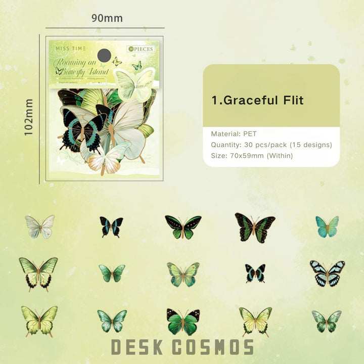 Roaming on Butterfly Island PET Material Aesthetic Stickers For Collage Creation