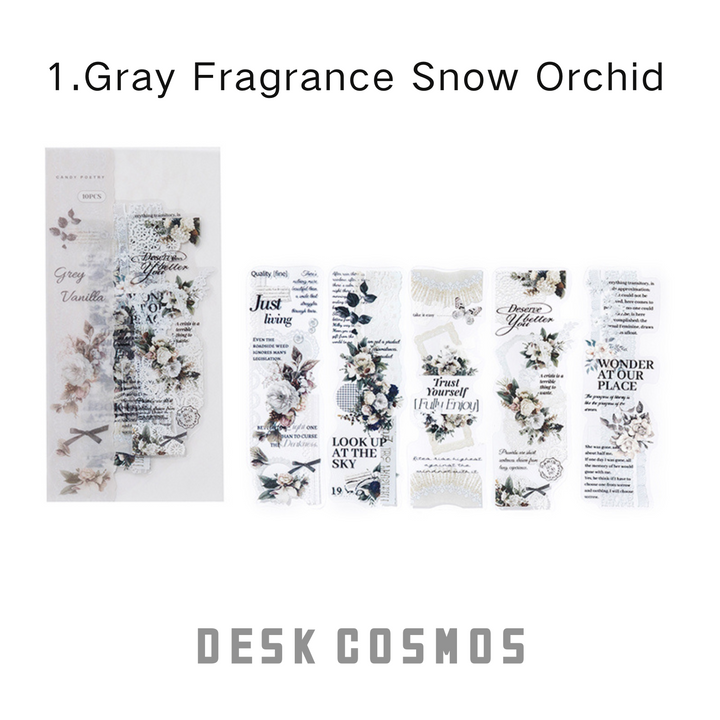 Love Spread Series Grey Orchid Snowbell Variant Floral Lace Retro Stickers