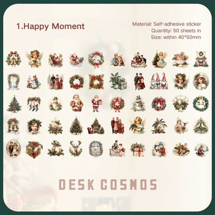 Christmas Starlight Retro Festive PVC Journal Stickers