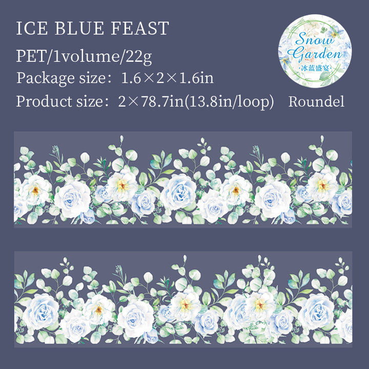 Snowy Garden PET tape floral theme for journaling