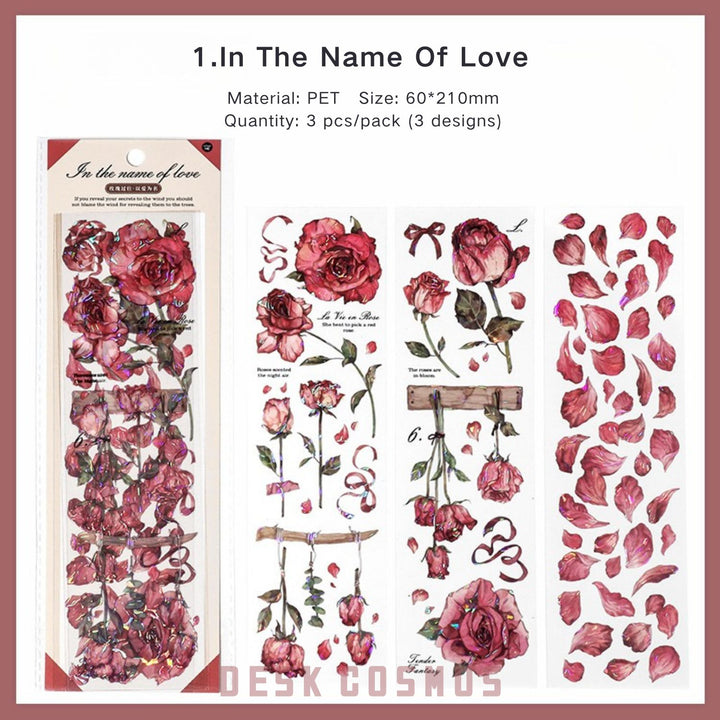 Vintage PET Tape Rose Memory Series floral texture Close up image