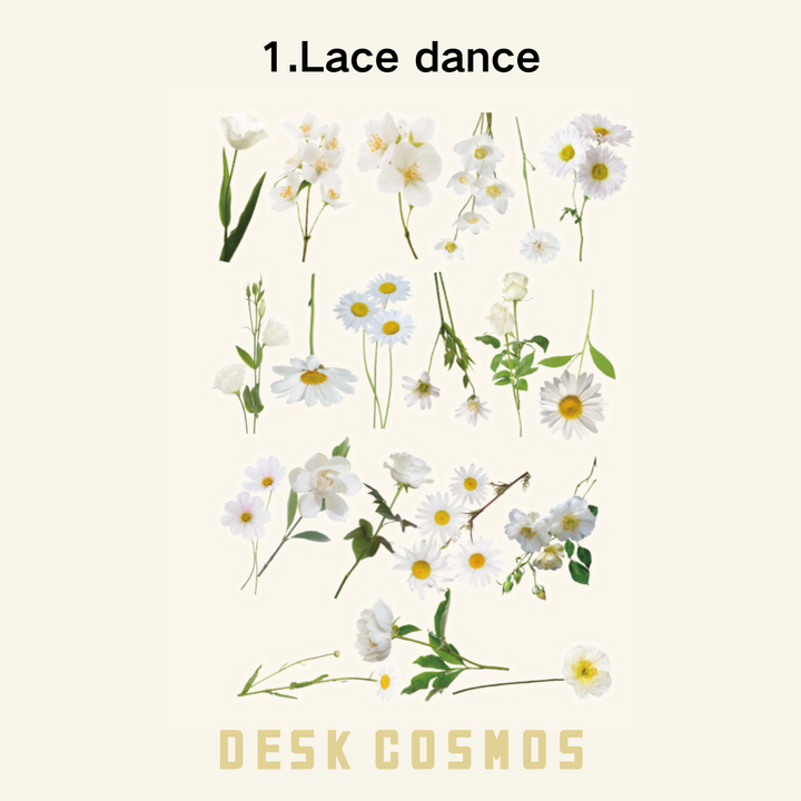Romantic Language Lace Daisy Flower Sticker DIY Natural Design