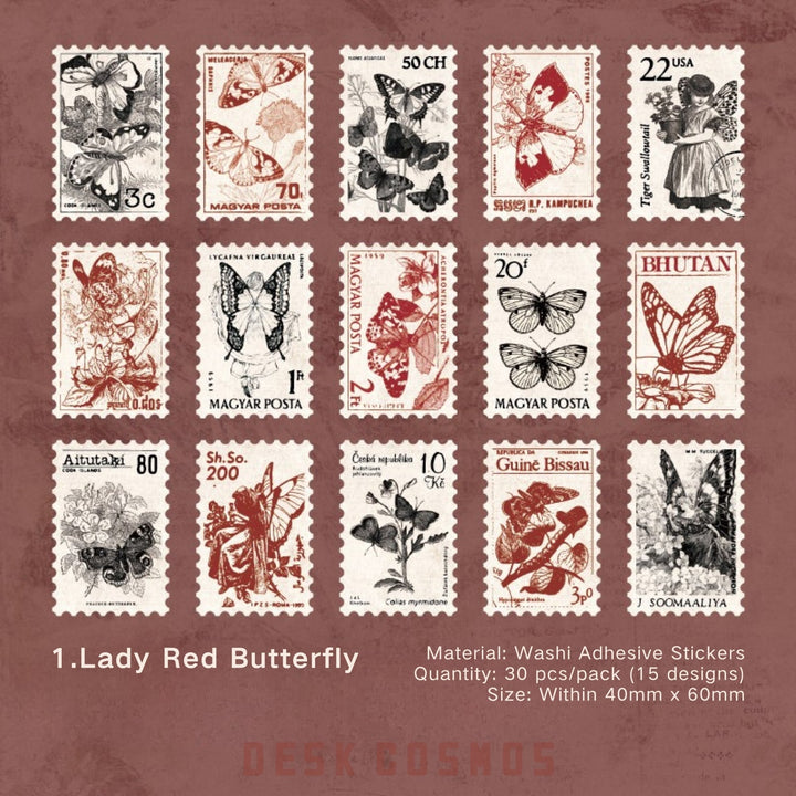 Romantic Expectation Lady Red Butterfly Sticker