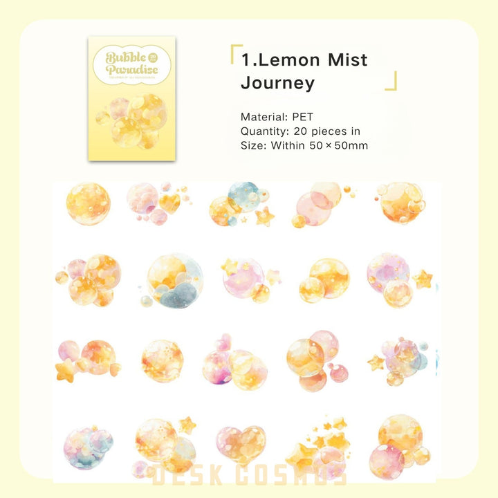 Dream Bubble Series Lemon Mist Roaming soft pastel bubble stickers