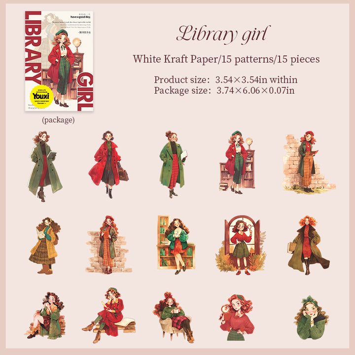 Library Girl Library Girl Cozy Reading Character Stickers