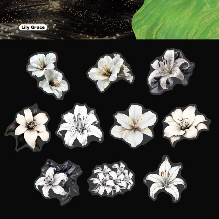 Retro Ink Rhyme Flower PET Stickers Stationery Set