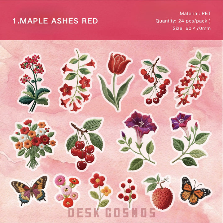 Weaving Embroidery Series Pink Whisper Floral Soft Stickers