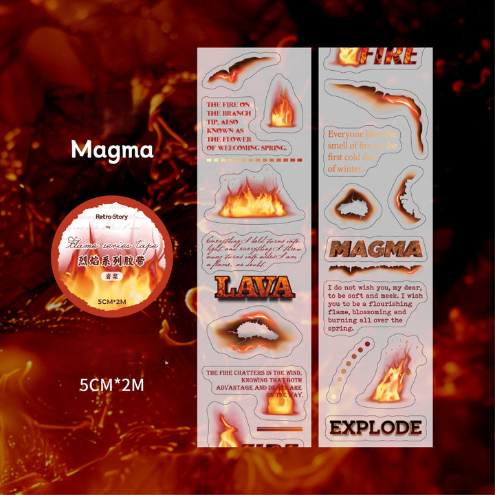Flame Series Text PET Tapes Elegant Design