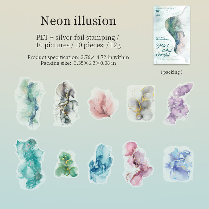 Watercolor PET Stickers Gilded and Resplendent Soft Light Finish