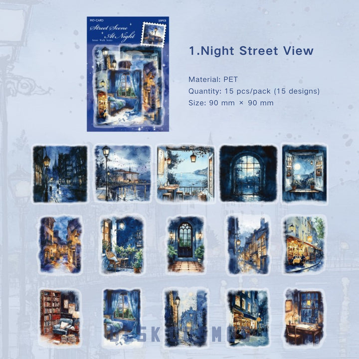 Street Walk Series Night Street View PET Sticker night theme