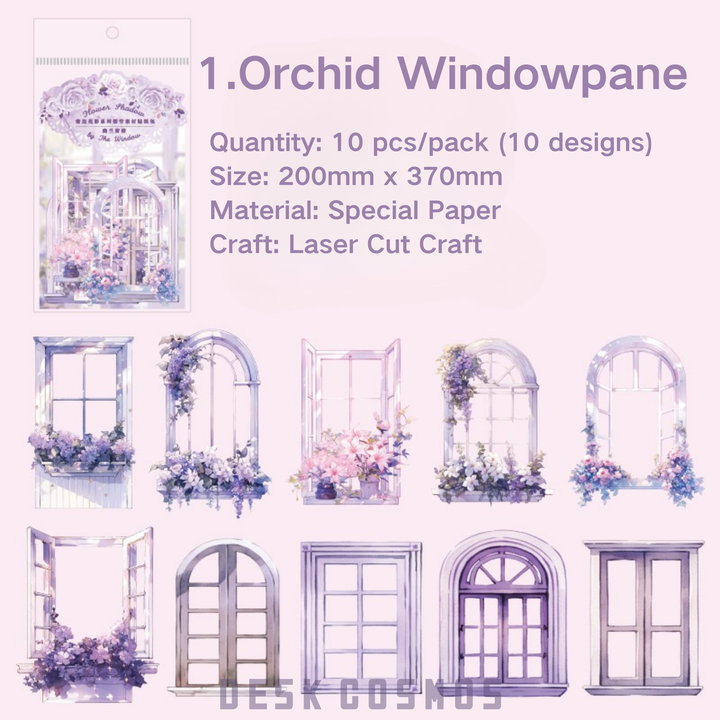 Purple Window Stickers Violet Flowers Laser Cut for DIY Journal