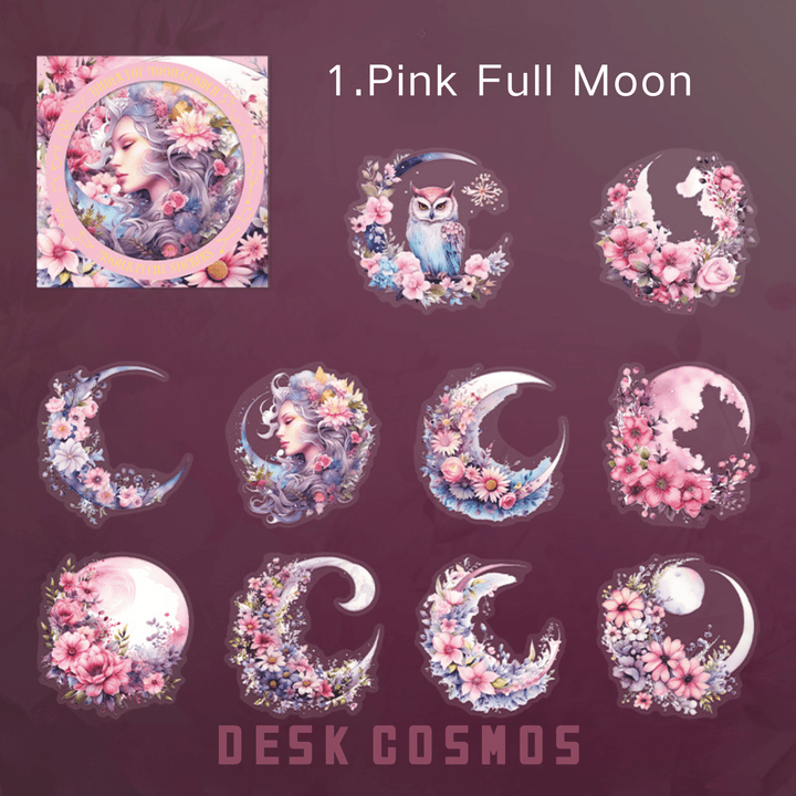 Under the Moon Garden Pink Full Moon Floral Magic Design