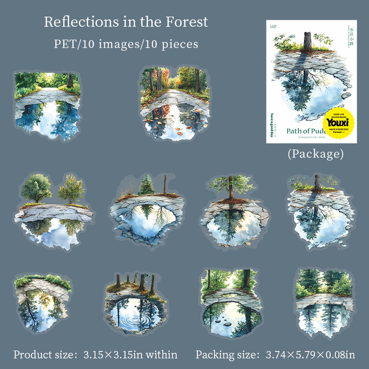 Path of Puddles Scenery Scrapbook Stickers Perfect for Crafts