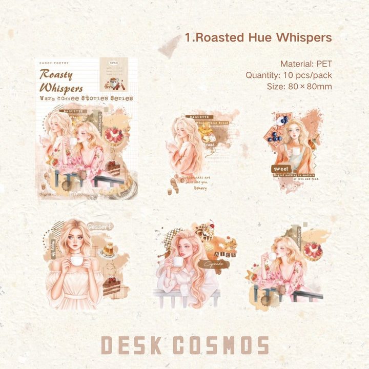 Artistic Girl With Coffee PET Stickers - Desk Cosmos