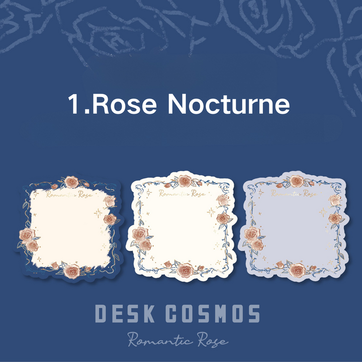 Rose Island Series Rose Nocturne Gold Foil Memo Pad Romantic Floral Design