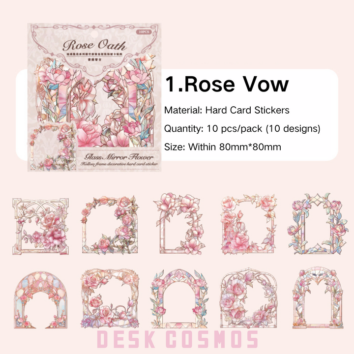 Travel Time Rose Pledge Floral Window Border Stickers Retro Art