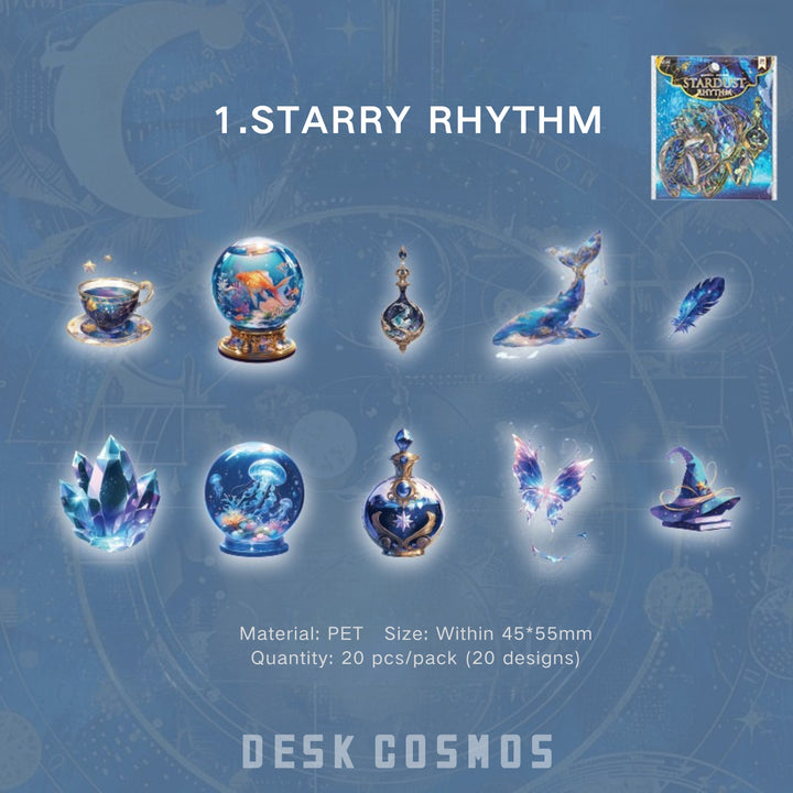 Jinxiu Glass STARRY RHYTHM PET Fantasy Stickers with Shell Shine