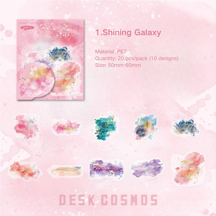 Flowing Light Romantic PET Stickers For Junk Journaling