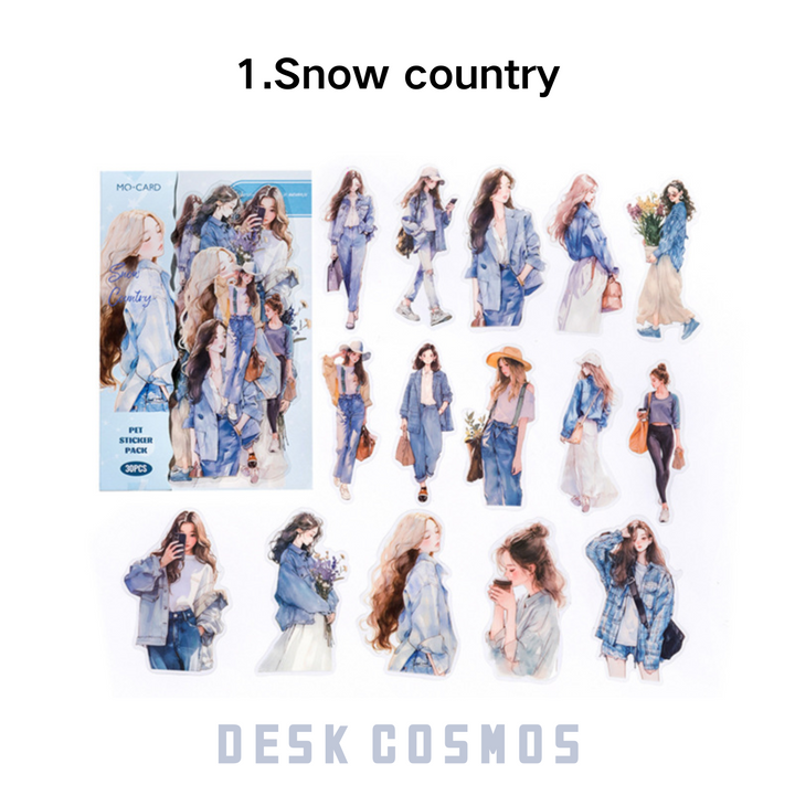 Happy Live Series Snow Country Female Character Love Romance Scrapbook Stickers Romantic Stickers