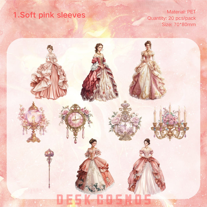 Elegant Court Dress Girl PET Stickers Vintage Style