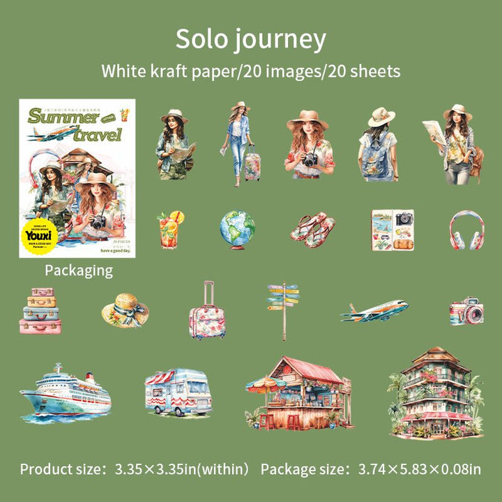 Summer Travel Creative Stickers for Art Journaling
