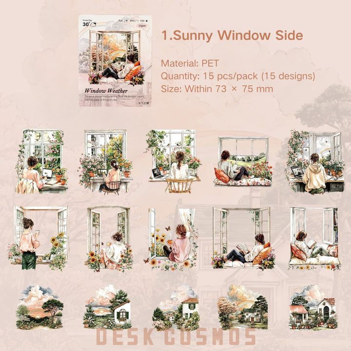 Window Scenery Weather PET Stickers - Desk Cosmos