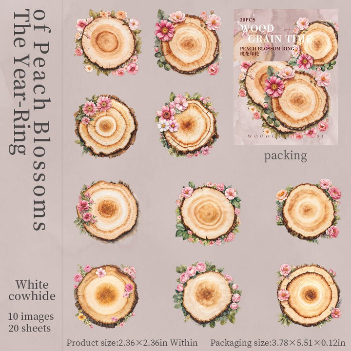 Wood Grain Time Plant Creative Stickers Journal Decor