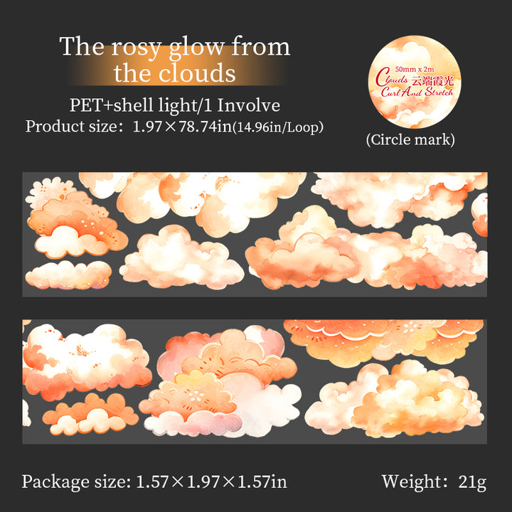 Clouds Curl And Stretch clear PET tape ideal for personalizing notebooks